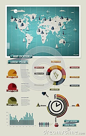 Set elements of infographics. World Map Vector Illustration