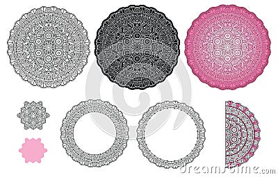 Set elements from mandala. Vector mandala collection. Zen mandala for your creative and coloring book. Vector Illustration