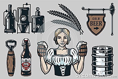 Set of elements for octoberfest beer festival Vector Illustration