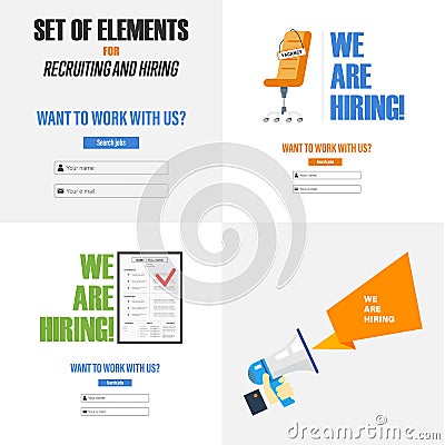 Set of elements for recruiting and hiring. The concept for the design of sites, infographics and other Cartoon Illustration