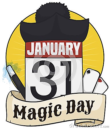Set of Elements to Commemorate Saint Bosco and Magic Day, Vector Illustration Vector Illustration