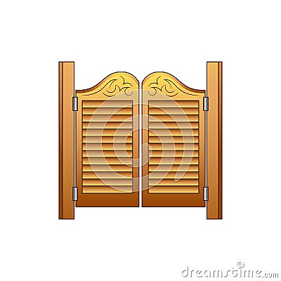 Set of elements of the Wild West. The equipment of cowboys. The door to the saloon. Vector Illustration