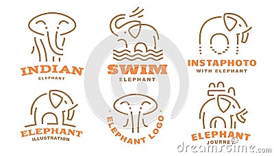 Set elephant logo - vector illustration, emblem Vector Illustration