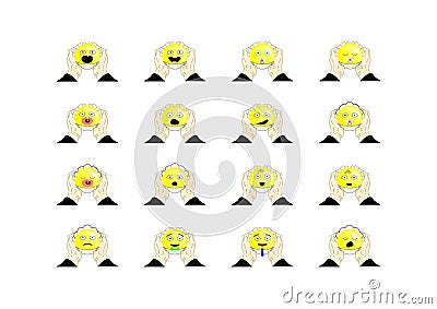 The set of emoticons in diapers Vector Illustration