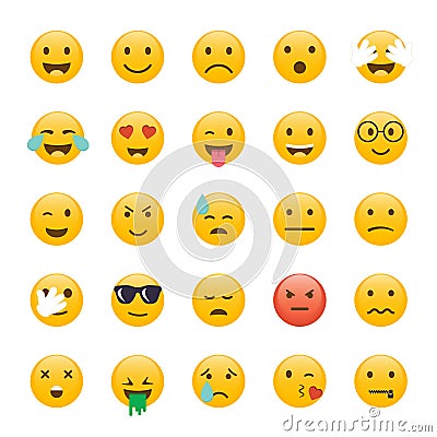 Set of Emoticons. Emoji flat design, avatar design. Vector illus Vector Illustration