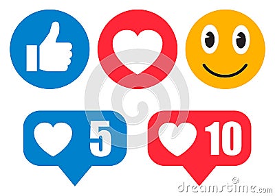 Set of Emoticons. Emoji social network reactions icon. Yellow smilies, set smiley emotion, by smilies, cartoon emoticons Stock Photo