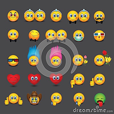 Set of emoticons - emoji - vector illustration Vector Illustration