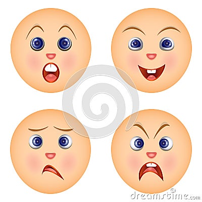 Set emoticons feeling emotions on faces. Stock Photo