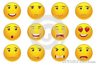 Set of Emoticons. Set of Emoji. Isolated illustration on white background Cartoon Illustration