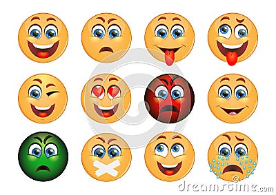 Set of Emoticons. Set of Emoji. Smile icons. Vector Illustration