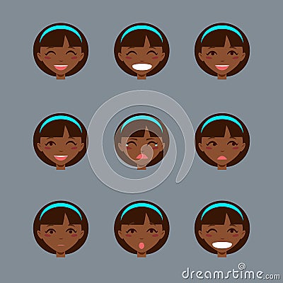 Set of emotional character. Vector Illustration