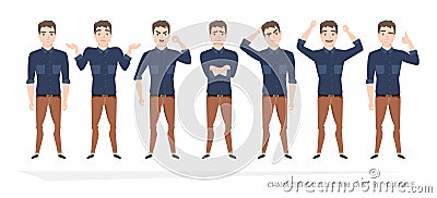 Set of emotions for business man. Vector Illustration