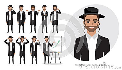 Set of emotions for business man. Vector Illustration