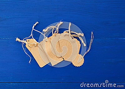 Set of empty brown empty tags for clothes Stock Photo