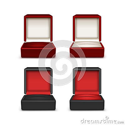 Set of Empty Colored Opened gift jewelry boxes Vector Illustration