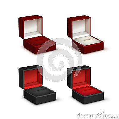 Set of Empty Colored Opened gift jewelry boxes Vector Illustration