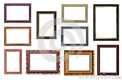 Set of empty picture frames with free space inside, isolated on Stock Photo