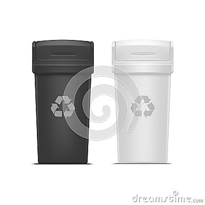 Set of Empty Recycle Bins for Trash and Garbage Vector Illustration