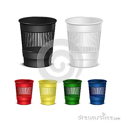 Set of Empty Recycle Bins for Trash and Garbage Vector Illustration