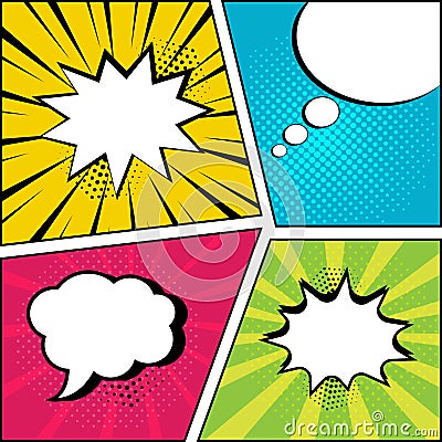 Set of empty speech bubbles in pop art style. Vector illustration Cartoon Illustration