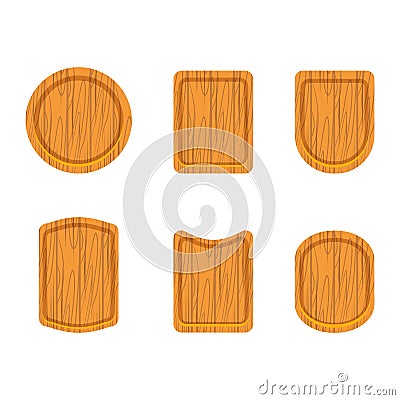 Set of empty wooden cutting boards Vector Illustration