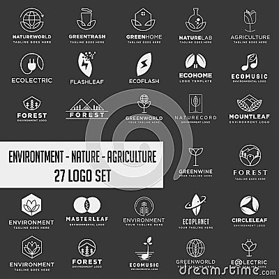 set of environment agriculture logo, icon element collection logo download Vector Illustration