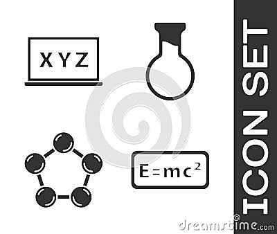 Set Equation solution, XYZ Coordinate system, Molecule and Test tube and flask icon. Vector Vector Illustration