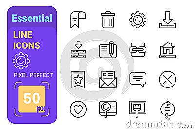 Set of essential line icons Vector Illustration