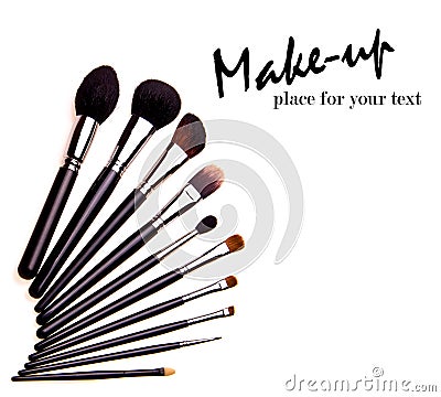 Set of essential professional make-up brushes Stock Photo