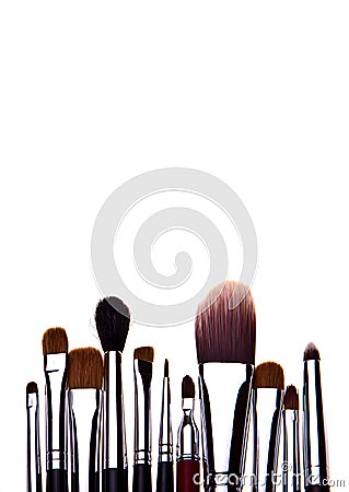 Set of essential professional make-up brushes Stock Photo