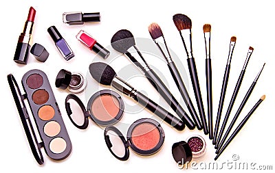 Set of essential professional make-up tools Stock Photo