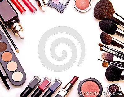 Set of essential professional make-up tools Stock Photo