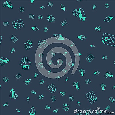 Set Ethereum ETH, NFT Digital crypto art, and Document and lock on seamless pattern. Vector Vector Illustration