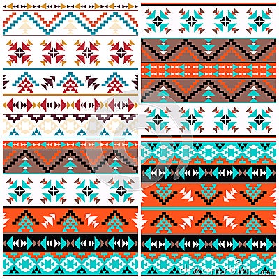 Set of 4 ethnic geometric patterns Vector Illustration