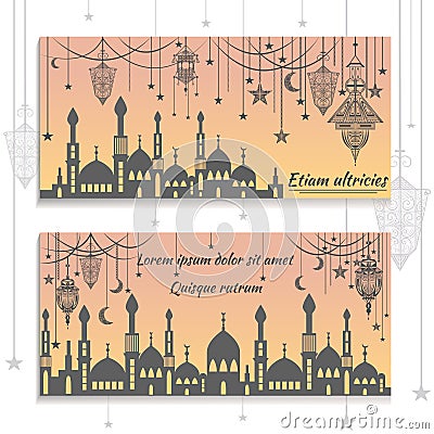 Set ethnic greeting cards, invitations, with the Vector Illustration