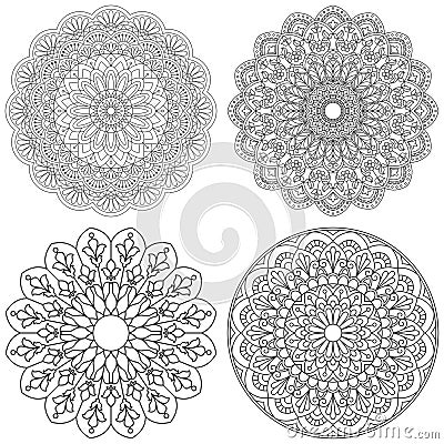 Set of ethnic round ornaments. Mandala Vector Illustration