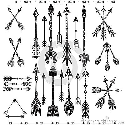 Set of ethnic tribal arrows Vector Illustration