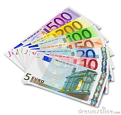 Set of Euro banknotes Stock Photo