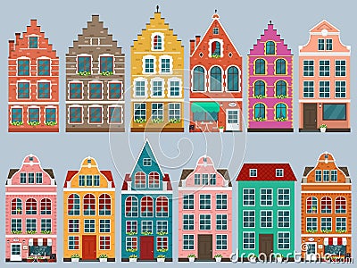 Set of european colorful old houses Stock Photo