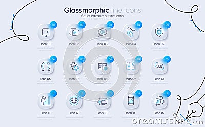 Set of Execute, Cogwheel and Bureaucracy line icons for web app. Pictogram icon. Vector Stock Photo