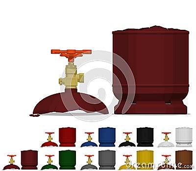 Set of explode gas cylinder on transparent background Vector Illustration