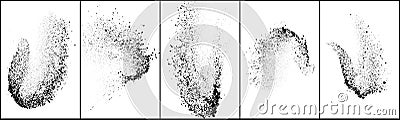 Set of explosion black grainy texture Vector Illustration