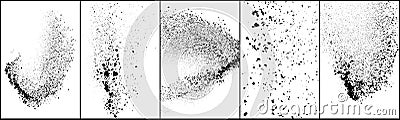 Set of explosion black grainy texture Vector Illustration