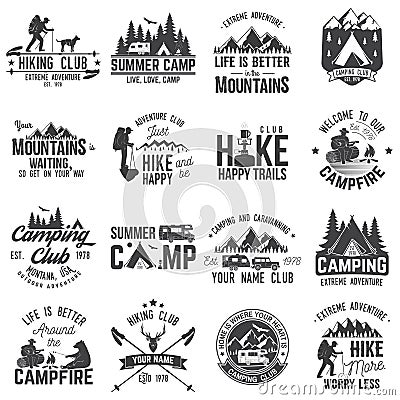 Set of extreme adventure badges. Concept for shirt or logo, print, stamp or tee. Vector Illustration