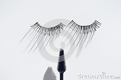 Set of eyelashes with brush Stock Photo