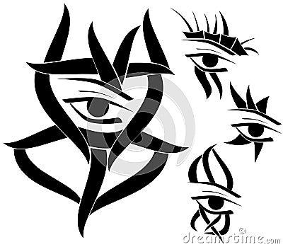 Set of Eyes tattoo in black isolated Stock Photo