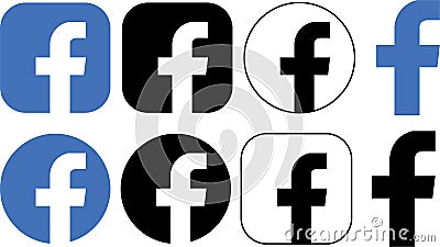 set of Facebook logo. Group of Realistic social media icon logotype vector. Collection of Meta fb symbol. Sheet of Facebook app Vector Illustration