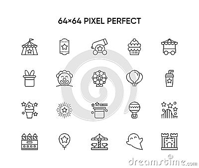 Set of fair circus icons collection. Vector Illustration