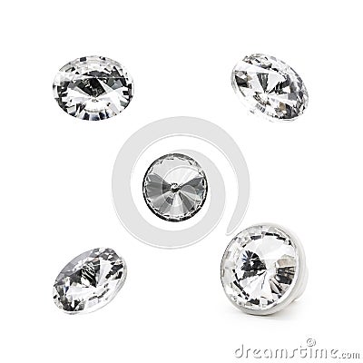 Set of fake diamond isolated on white background. Beautiful jewelry or fashion gem Stock Photo