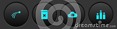 Set Falling star, Trash can, Cloud mail server and Ranking icon. Vector Vector Illustration